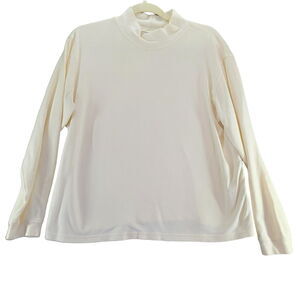 Cabin Creek Womens Blouse Ivory Size Large 100% Cotton Long Sleeve Pullover
